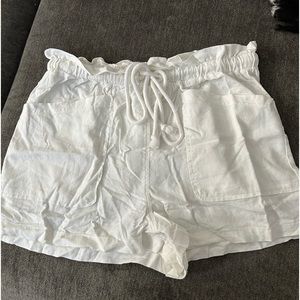 White linen shorts